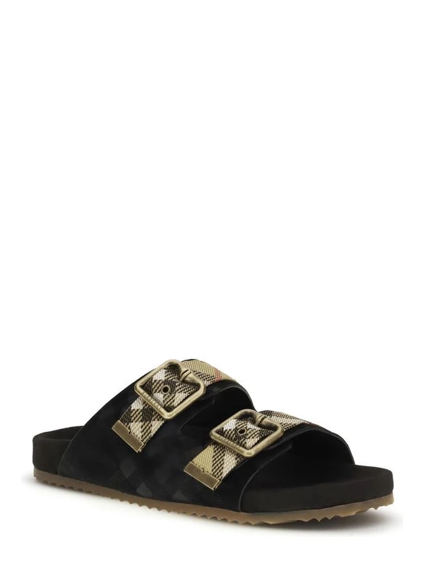 Black Calf Leather Bos Taurus Strap-On Sandals