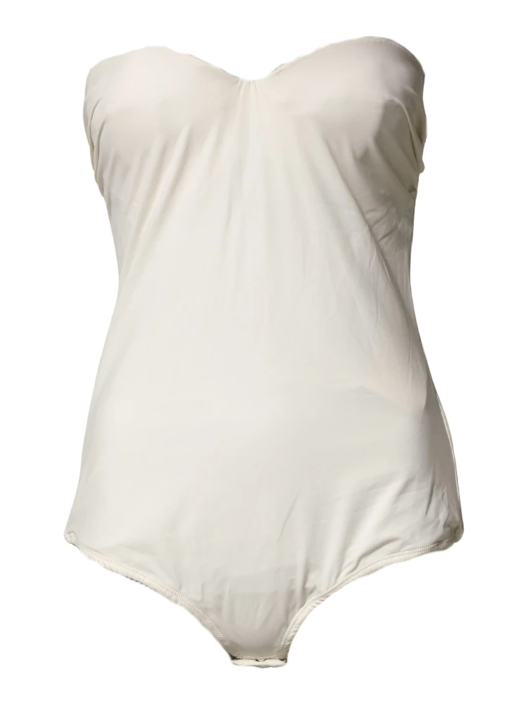 Off White Strapless One Piece Swimsuit Swimwear