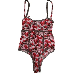 Multicolor CherryPrint Lace Bodysuit Underwear