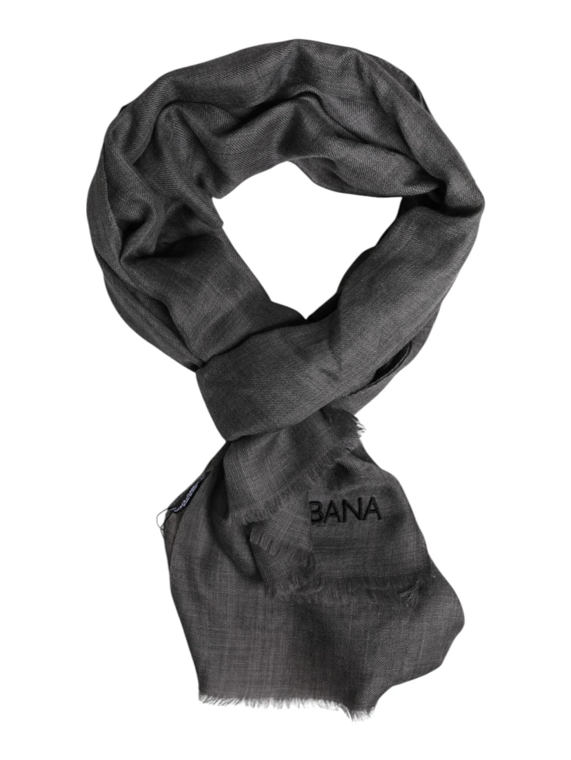 Gray Logo Print Neck Warmer Wrap Shawl Scarf