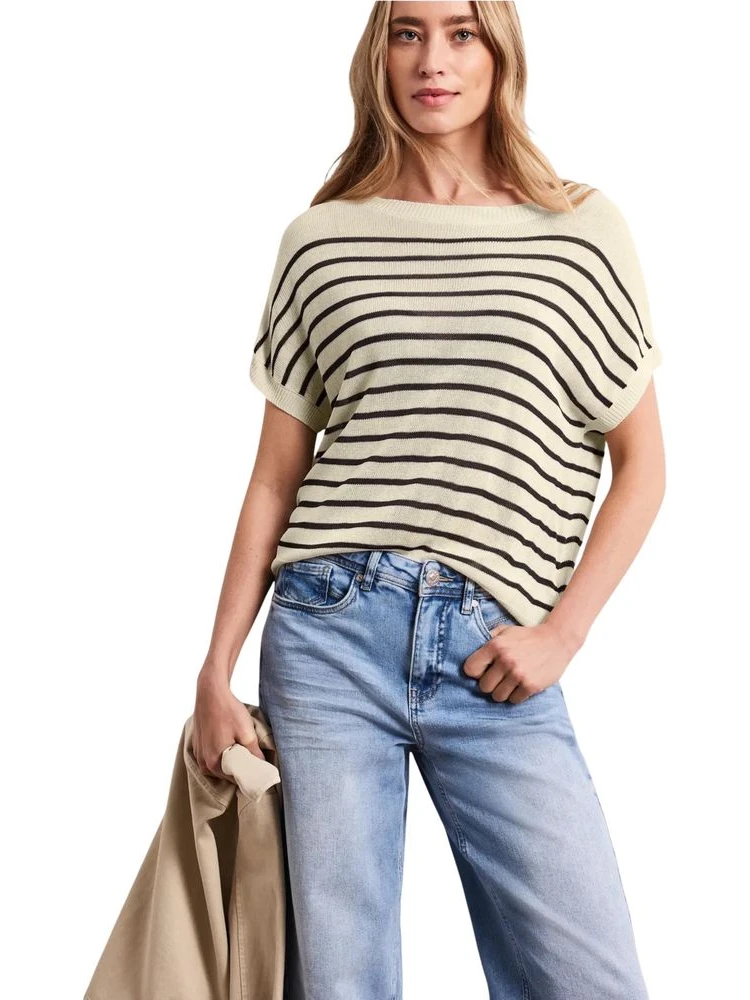 Beige Viscose Sleeveles Sweater