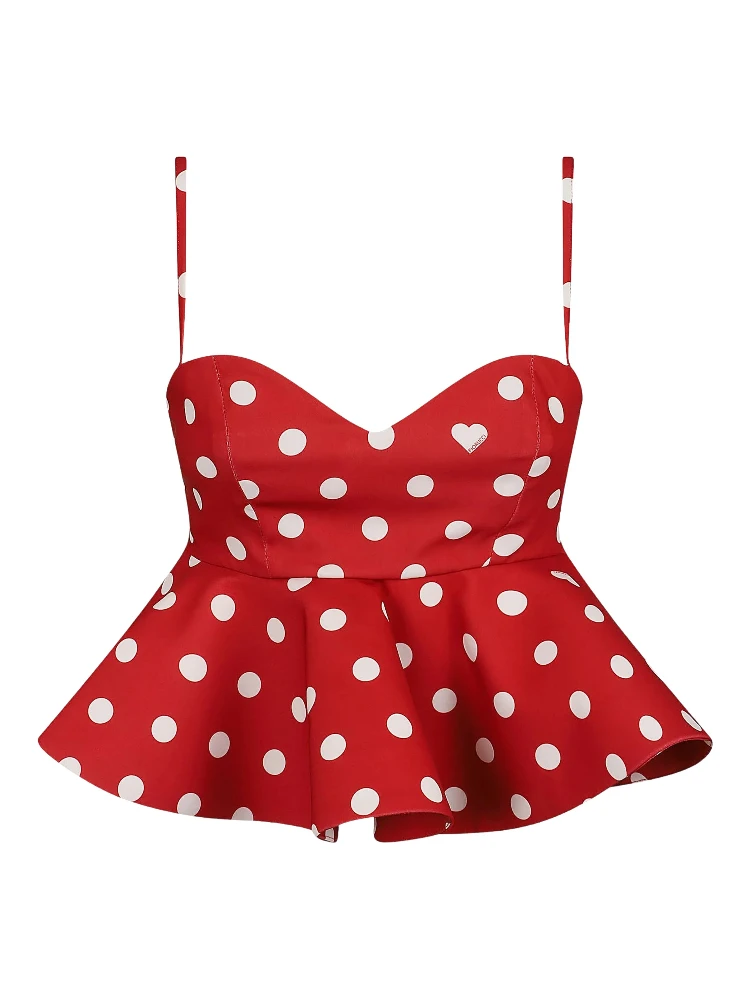 POLKA DOT PEPLUM CROP TOP