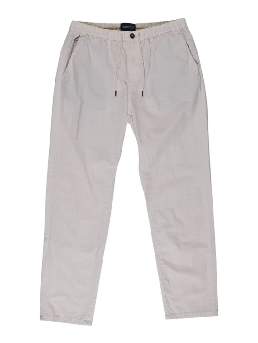 Beige Cotton Casual Pants