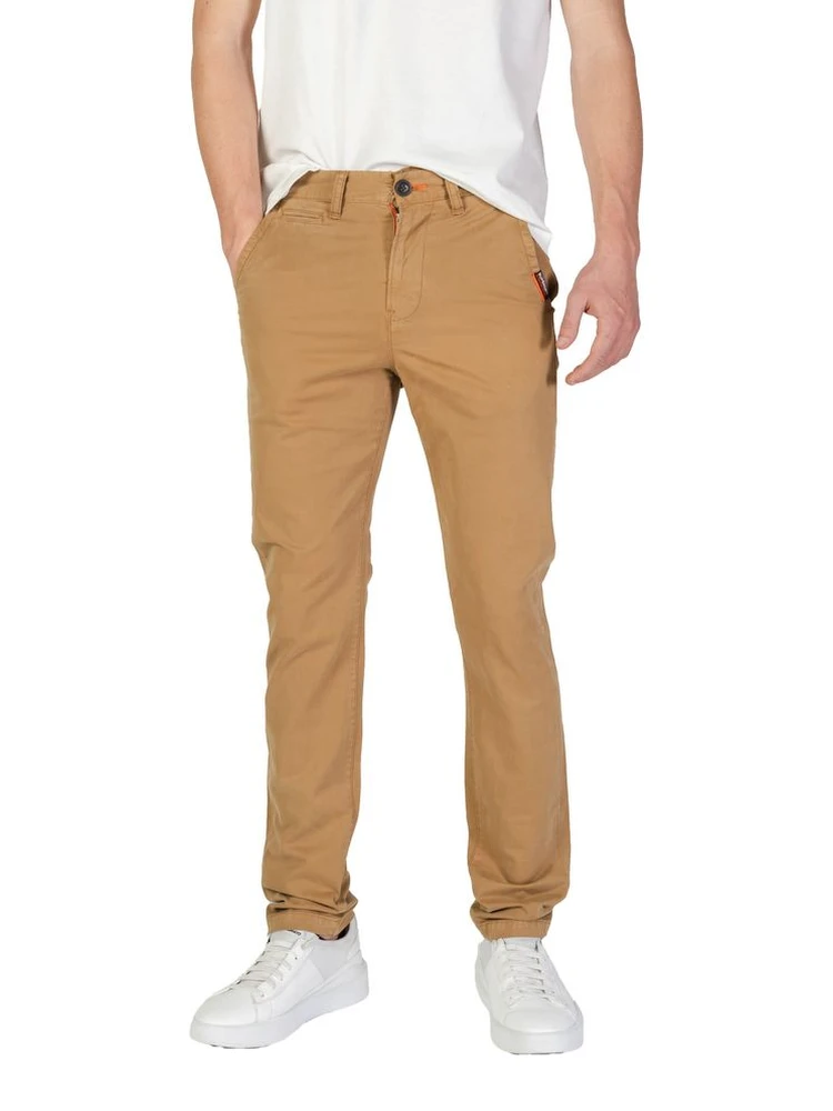 Beige Cotton Skinny Pants