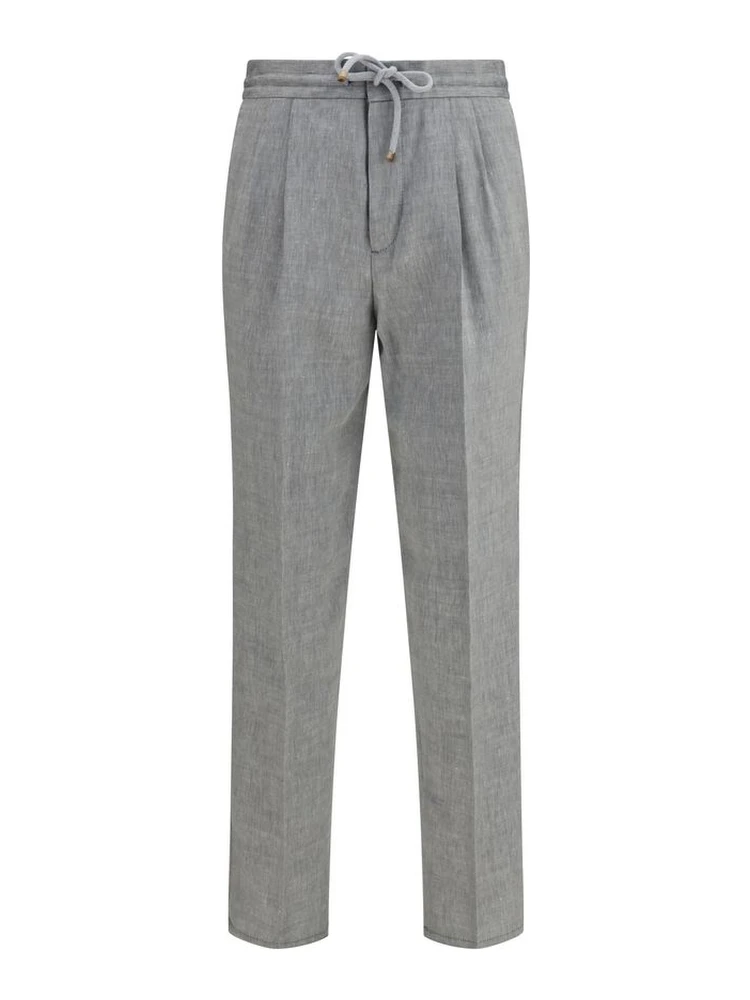 Gray Linen Casual Pants