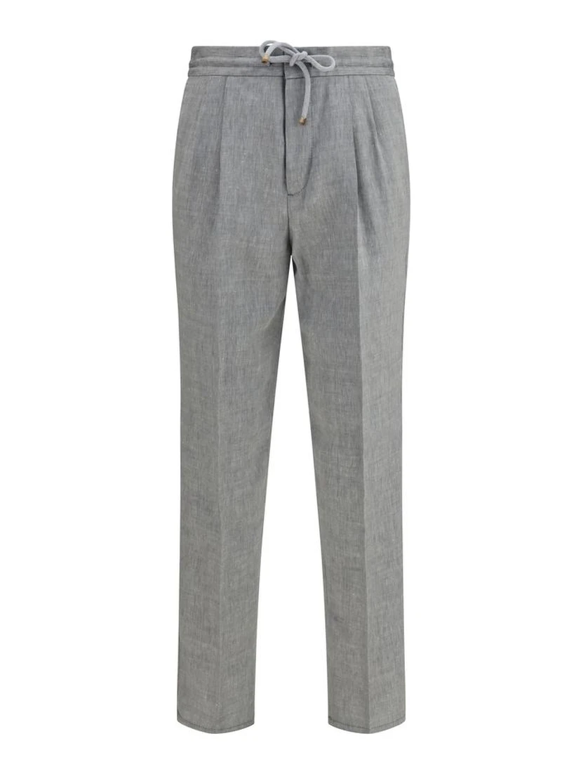 Gray Linen Casual Pants