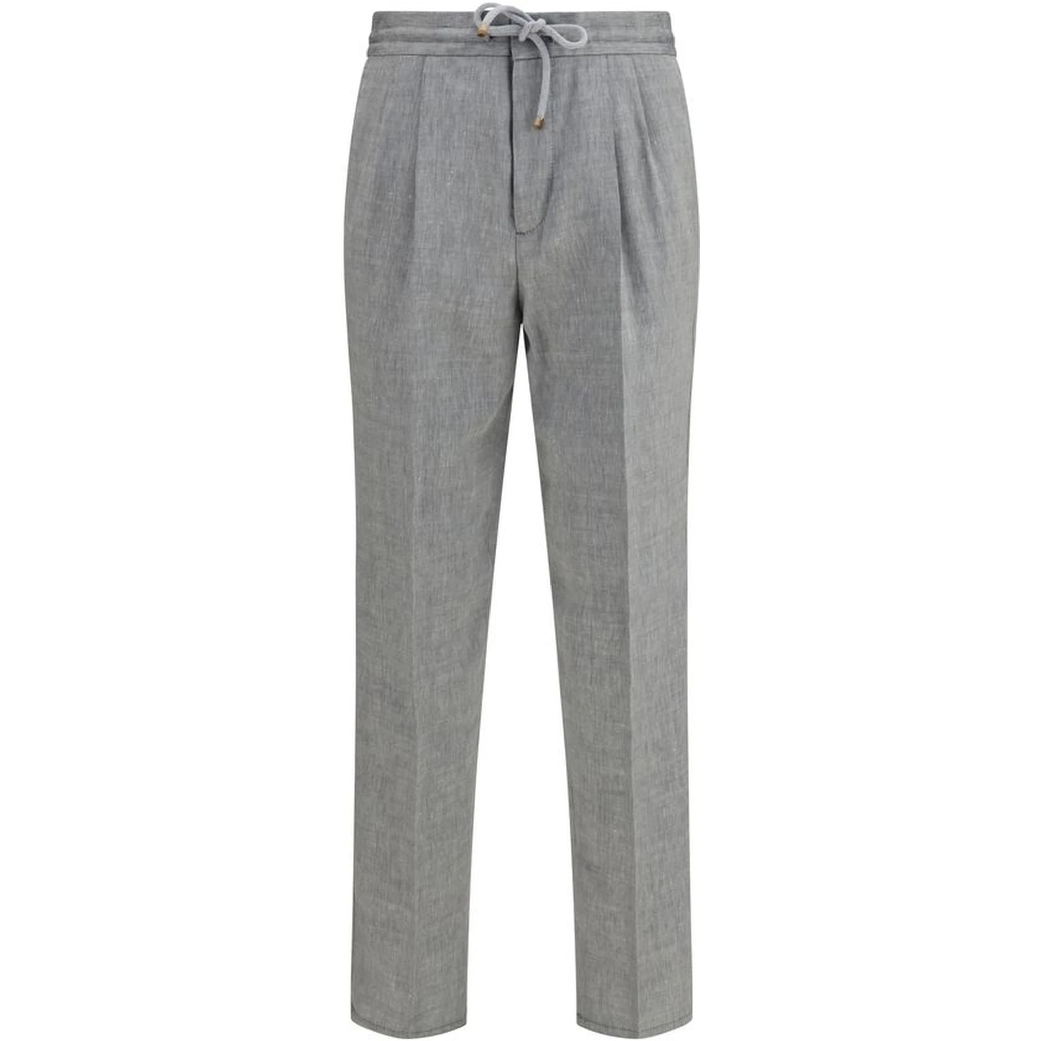 Gray Linen Casual Pants