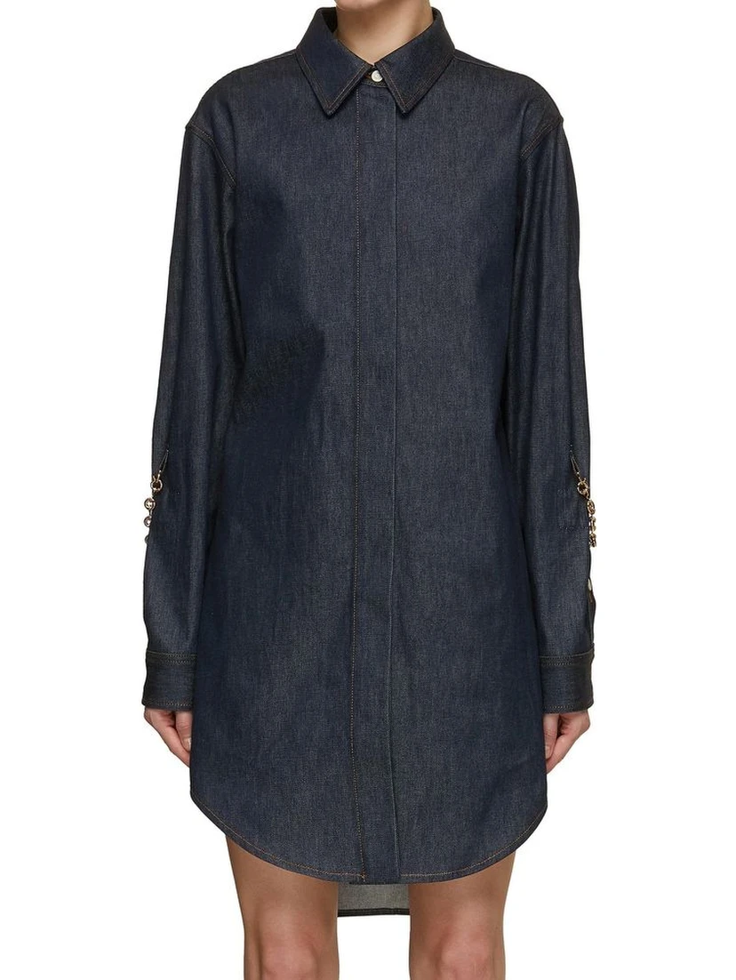 Blue Cotton Casual Dress