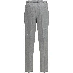 Gray Linen Casual Pants