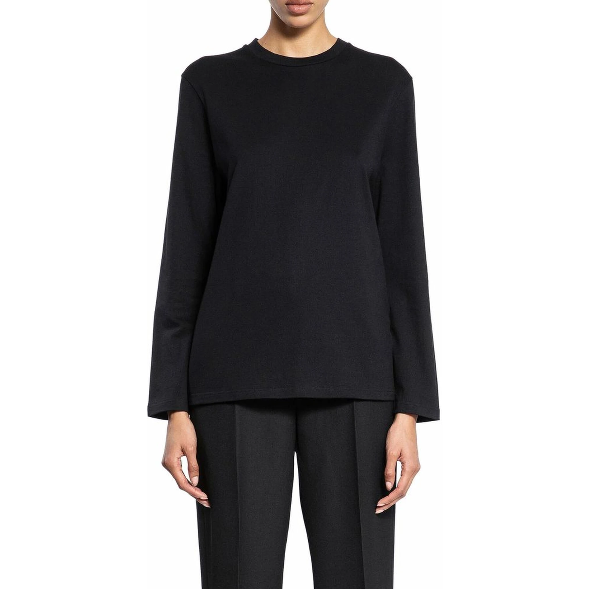 Black Cotton Long Sleeve T-Shirt