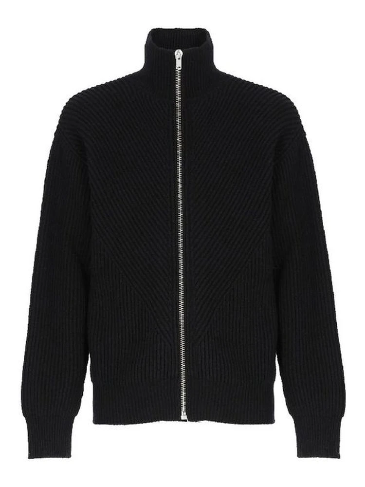 Black Alpaca Leather Cardigan