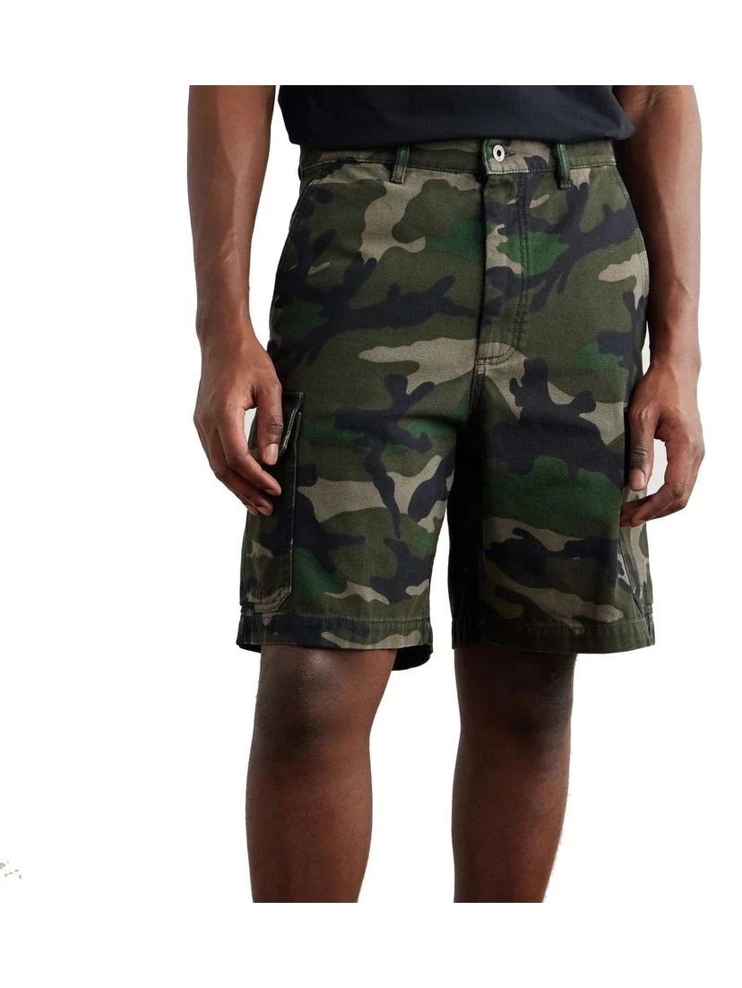 Bicolor Cotton Cargo Shorts
