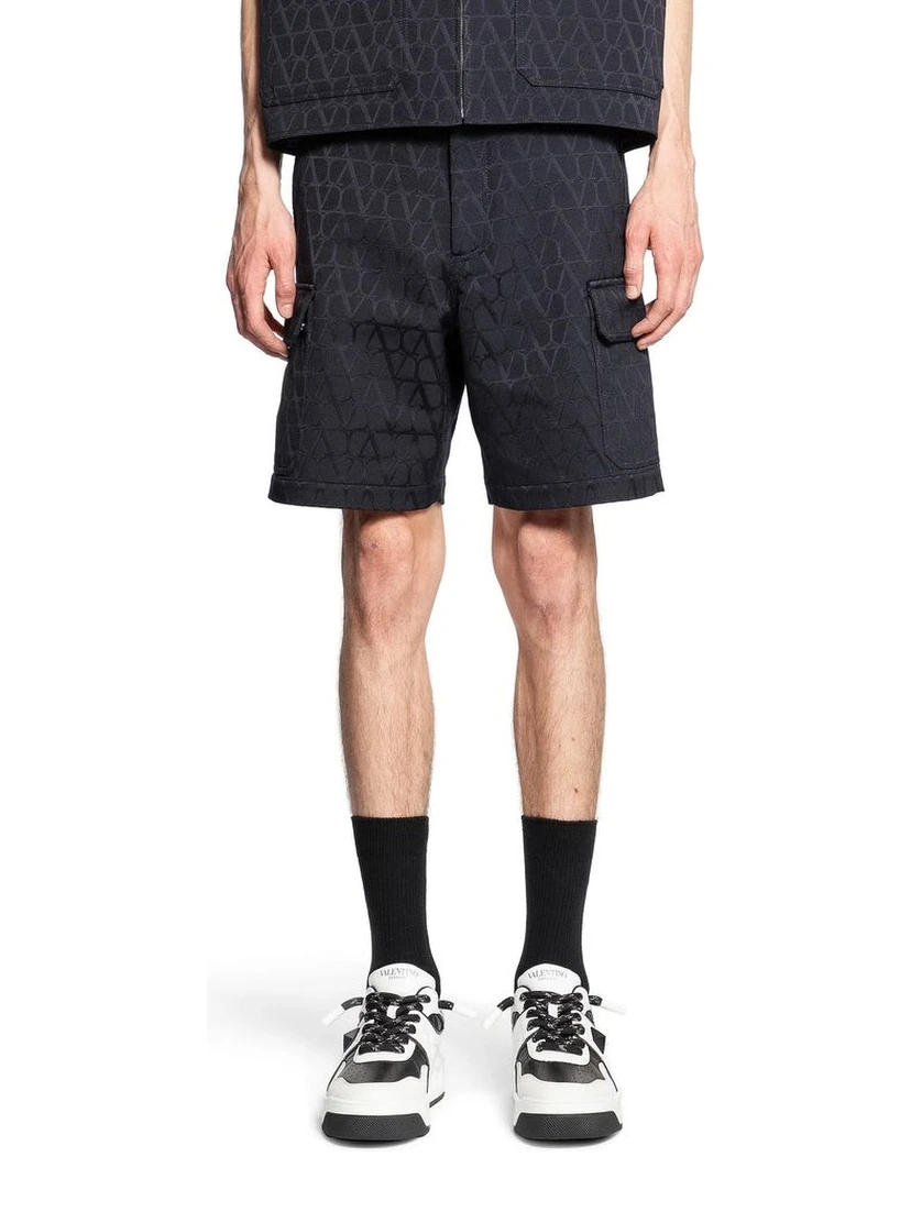 Blue Cotton Cargo Shorts