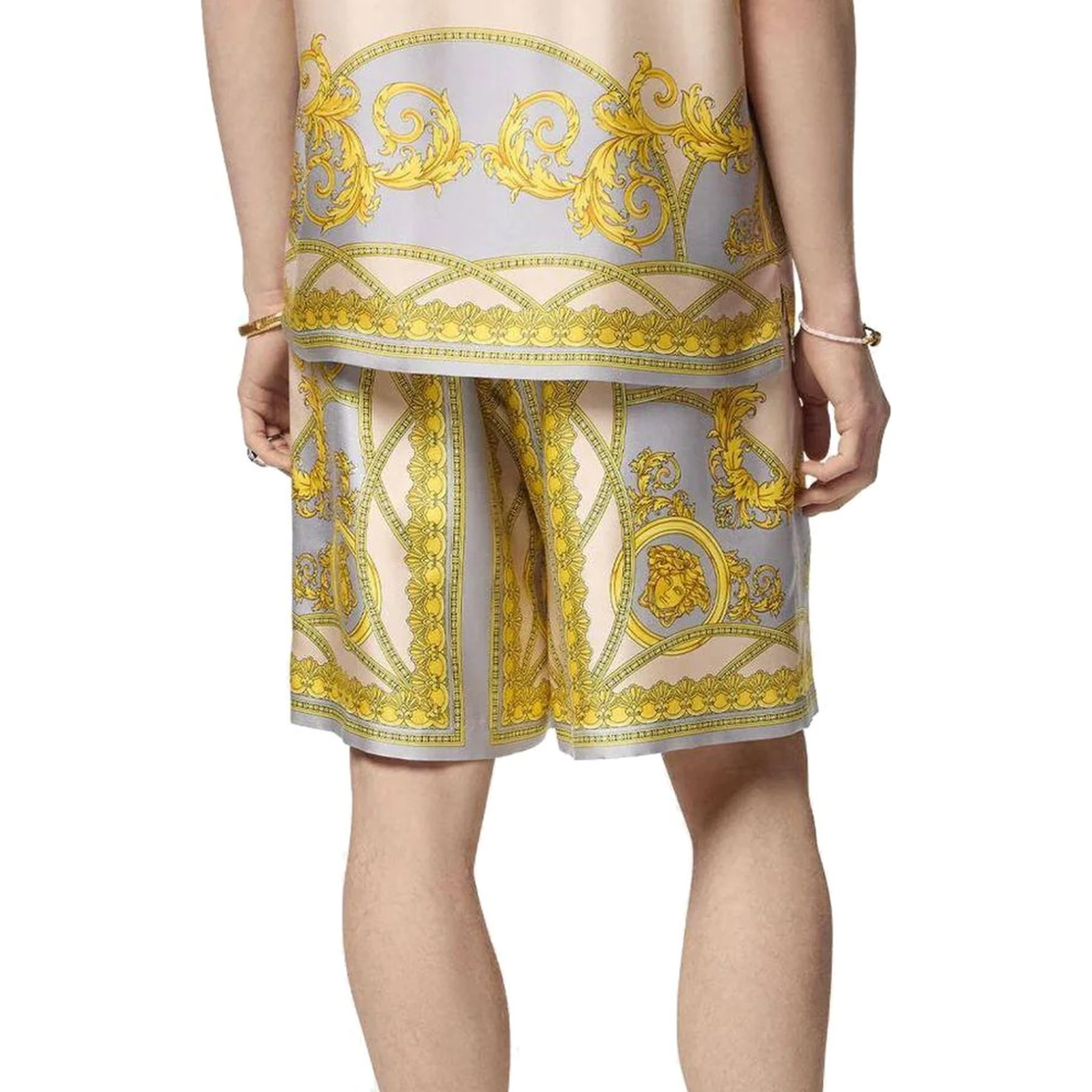 Gray Silk Bermuda Shorts