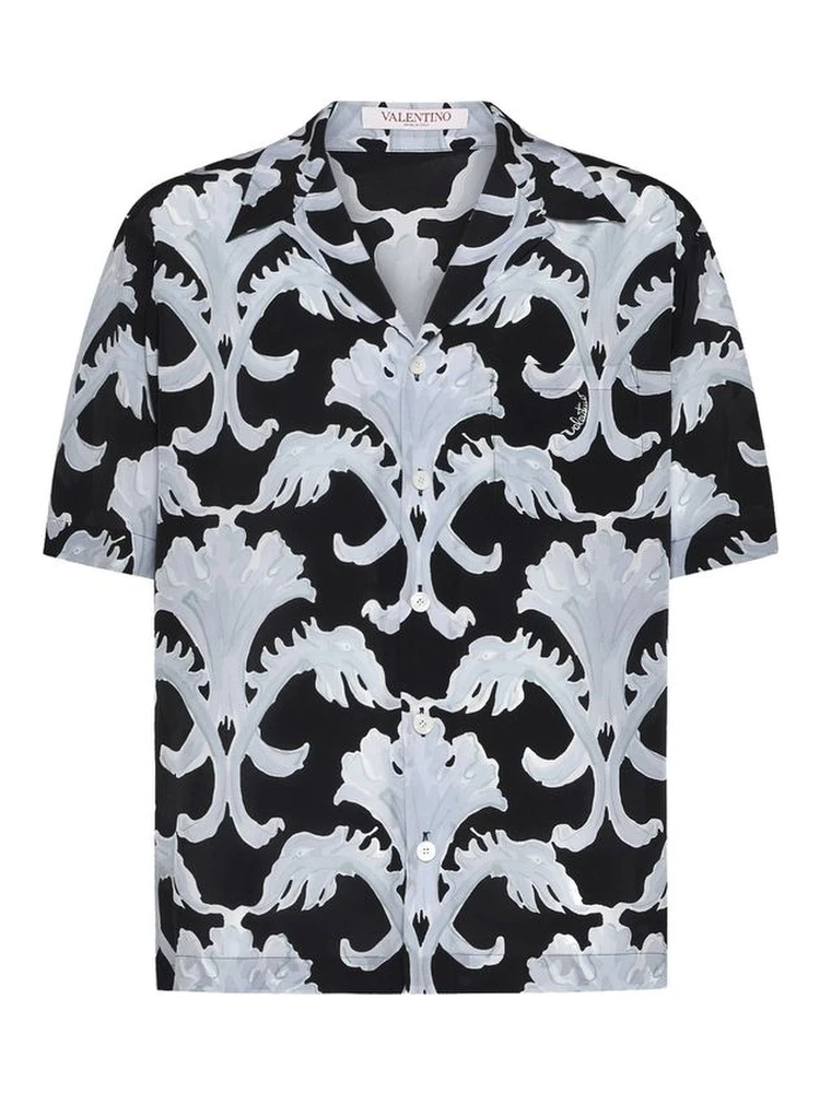 Black Silk Pattern Shirt