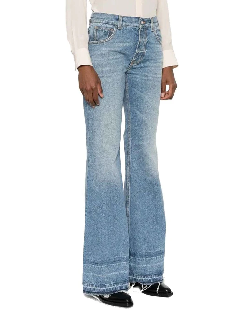 Blue Cotton Bootcut Jeans