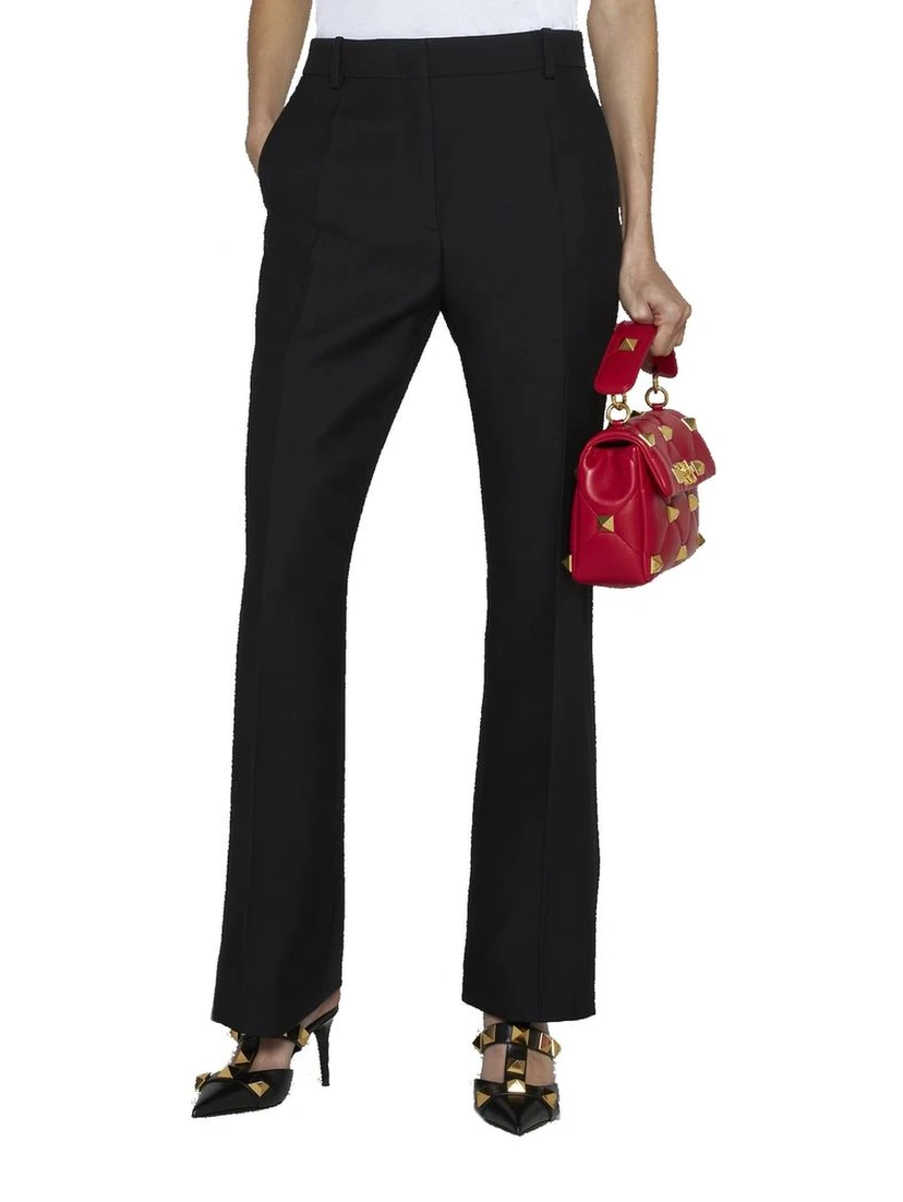 Black Silk Flared Pants
