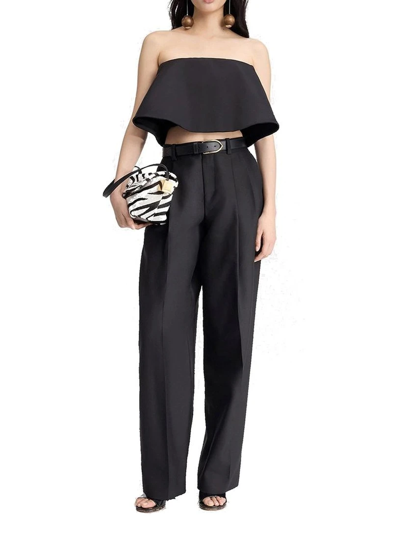 Black Silk Flared Pants