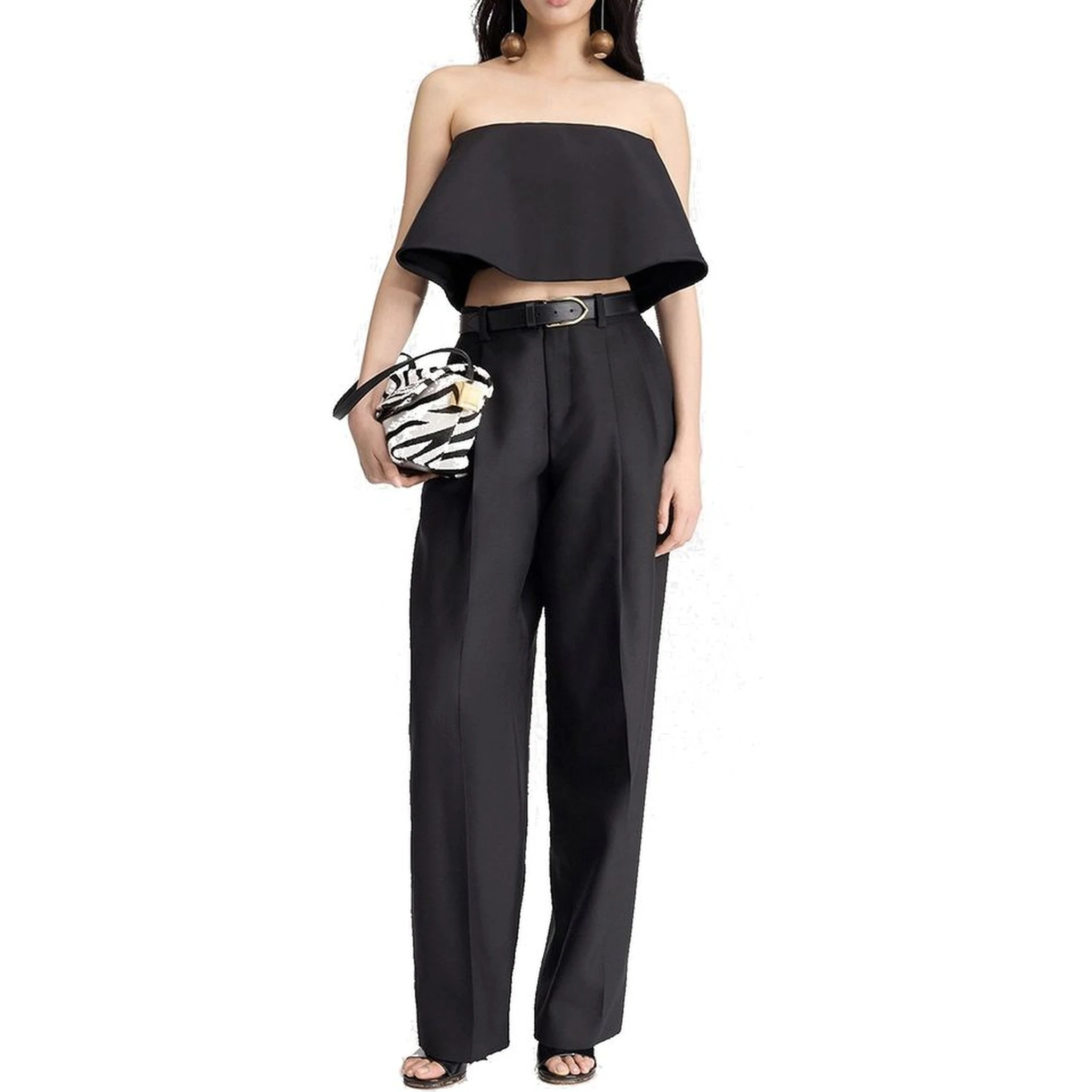 Black Silk Flared Pants