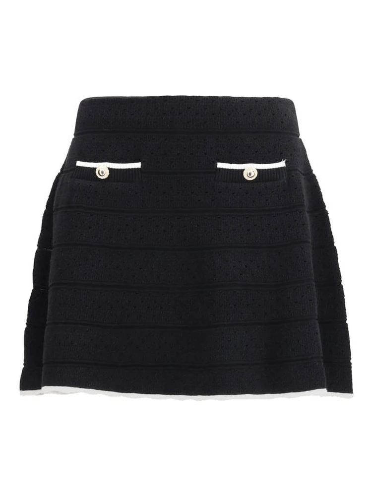 Black Cotton Mini Skirt