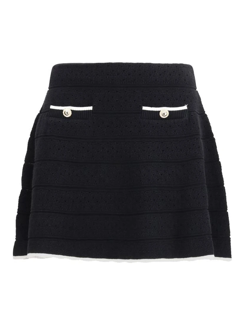 Black Cotton Mini Skirt