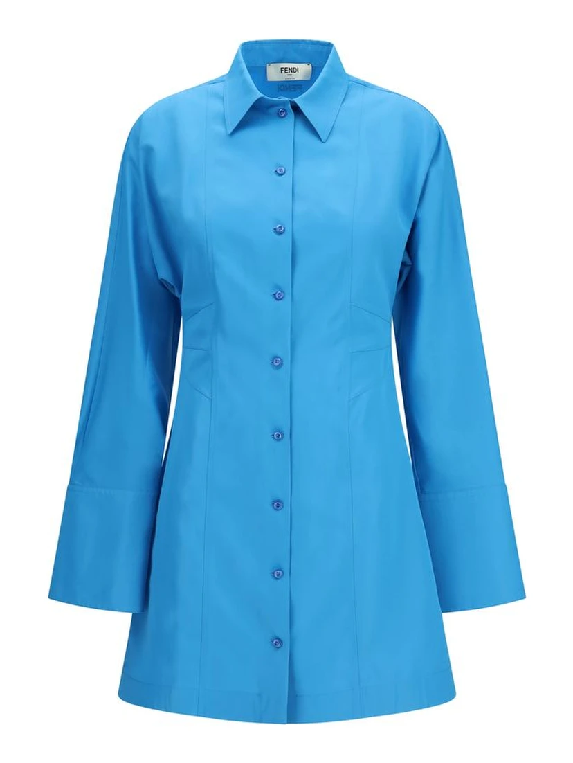 Blue Viscose Casual Dress