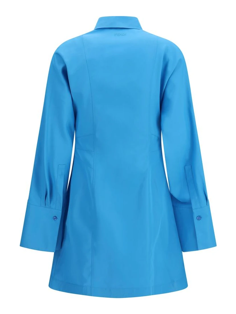 Blue Viscose Casual Dress