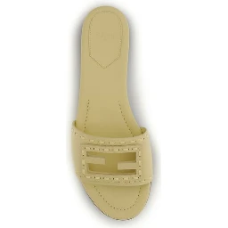 Beige Calf Leather Bos Taurus Flat Sandals