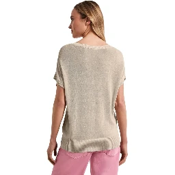 Beige Viscose Sleeveles Sweater