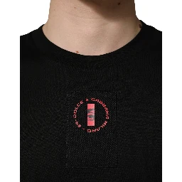 Black Cotton Jersey Logo Patch Crew Neck T-shirt