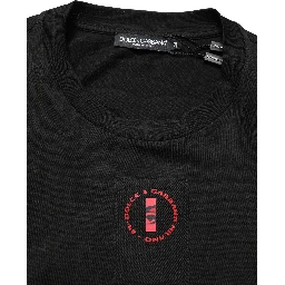 Black Cotton Jersey Logo Patch Crew Neck T-shirt