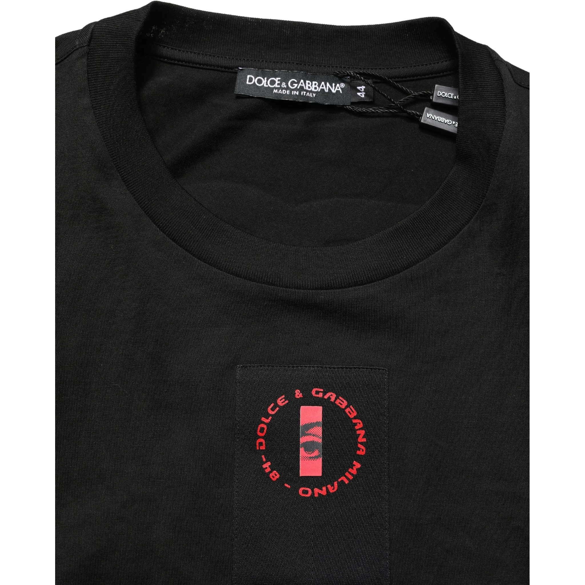 Black Cotton Jersey Logo Patch Crew Neck T-shirt