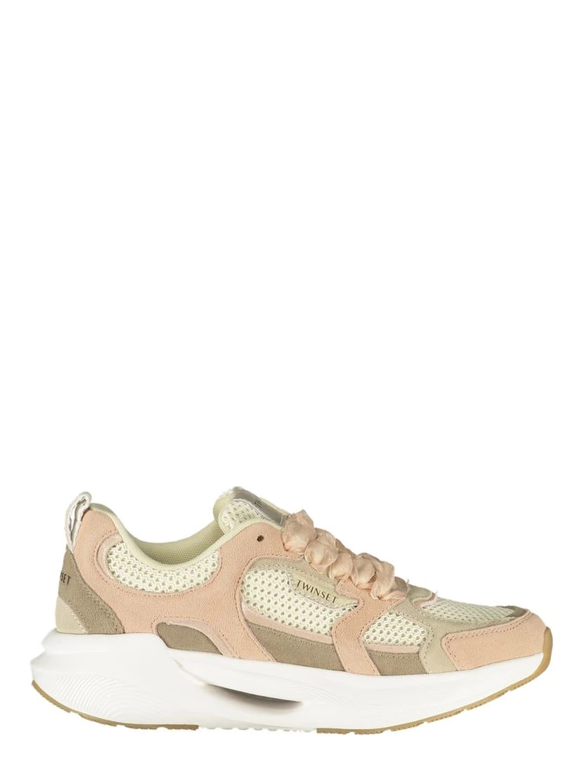 Pink Polyester Athletic Sneakers