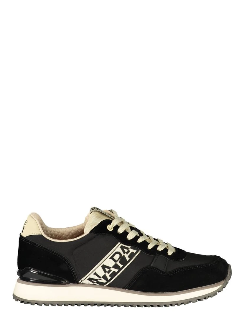 Black Polyester Athletic Sneakers