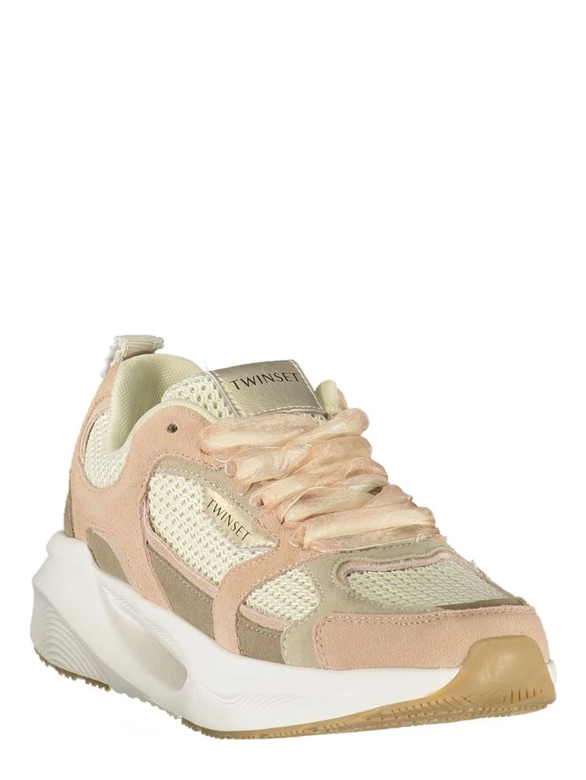 Pink Polyester Athletic Sneakers