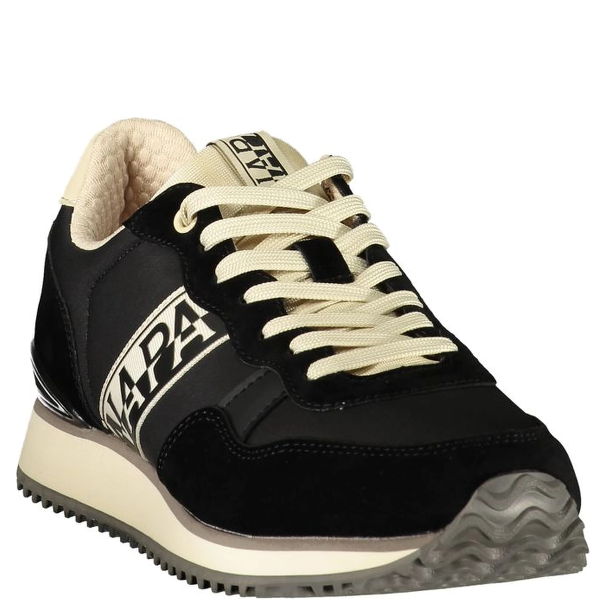 Black Polyester Athletic Sneakers