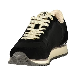 Black Polyester Athletic Sneakers