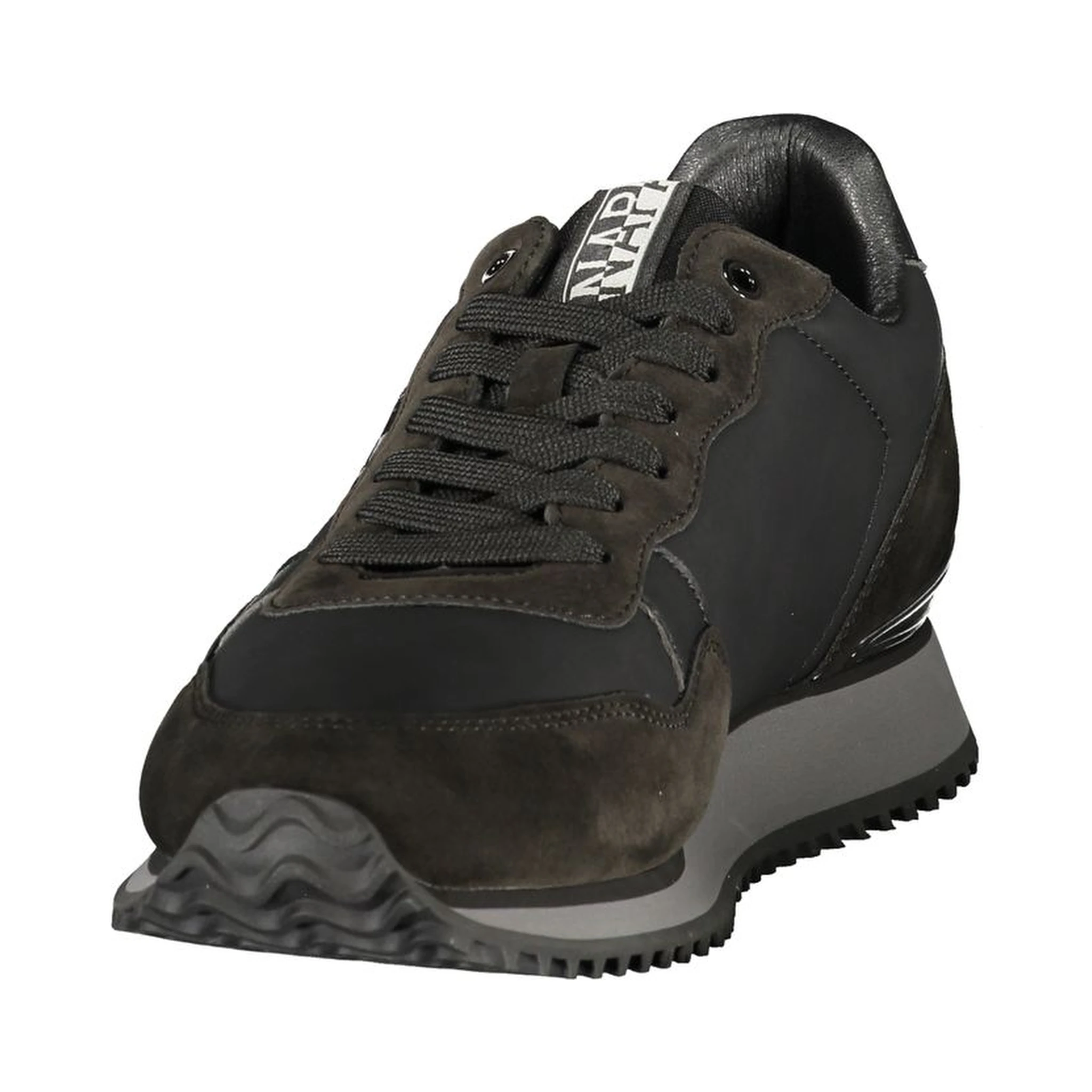 Black Polyester Athletic Sneakers