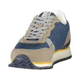 Blue Polyester Athletic Sneakers