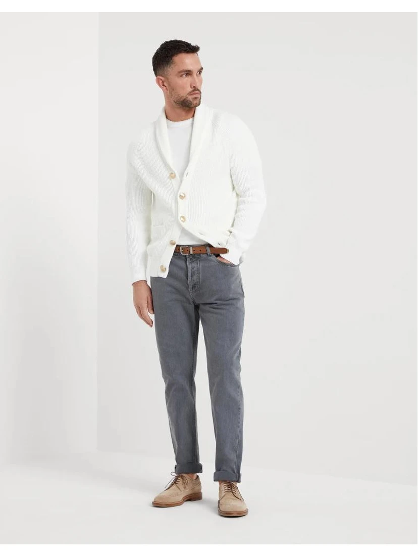 Light Blue Cotton Straight-Leg Jeans