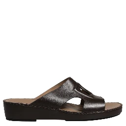 Brown Leather Cutout DG Logo Sandals Shoes