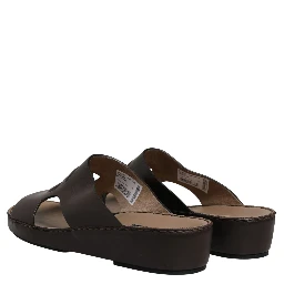 Brown Leather Cutout DG Logo Sandals Shoes