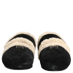 Beige Black Faux Fur Flats Men Sandals Shoes