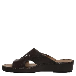 Brown Leather Cutout DG Logo Sandals Shoes
