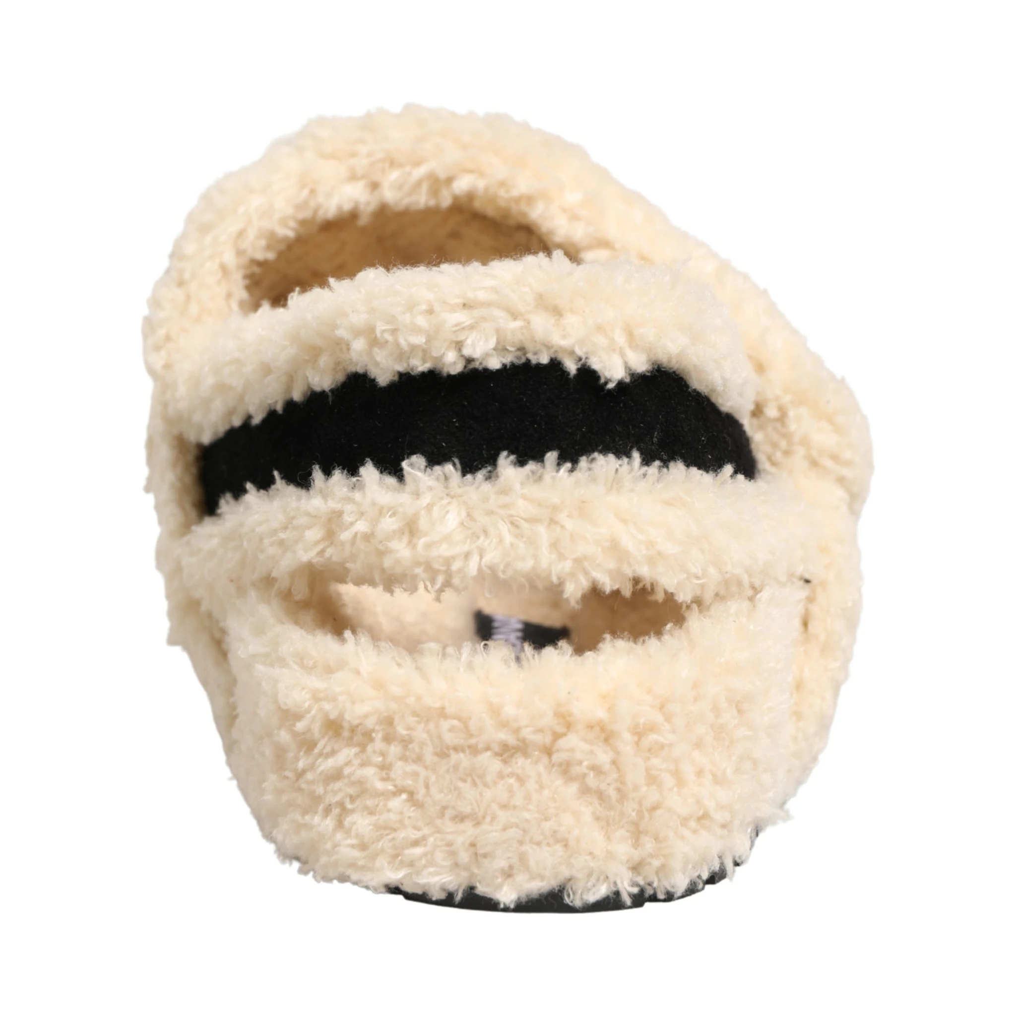 Beige Black Faux Fur Flats Men Sandals Shoes