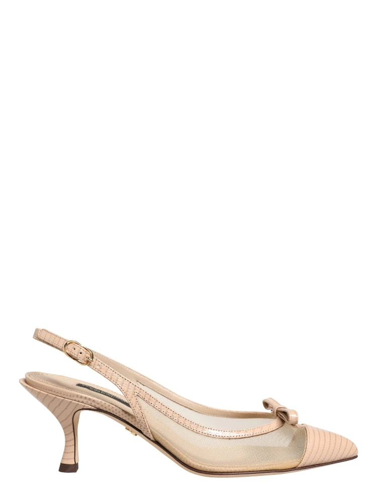 Beige Lori Mesh Leather Slingback Sandals Shoes
