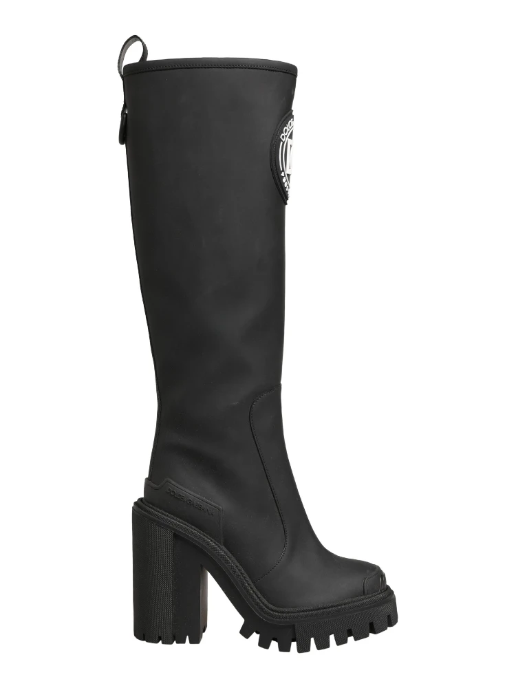 Black Rubberised Leather High Boots Shoes alternative