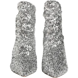 Silver Sequined Short Boots Stretch Shoes