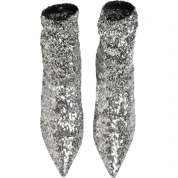 Silver Sequined Short Boots Stretch Shoes