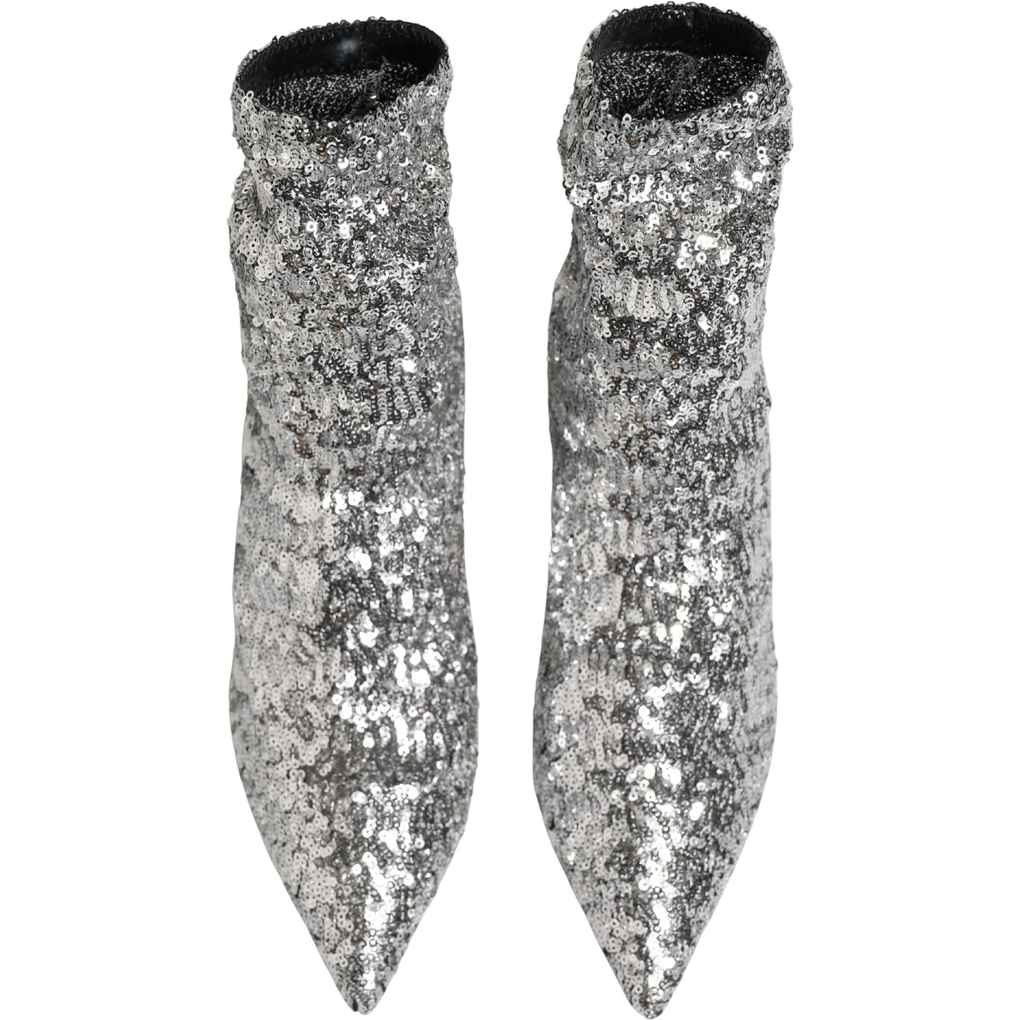 Silver Sequined Short Boots Stretch Shoes